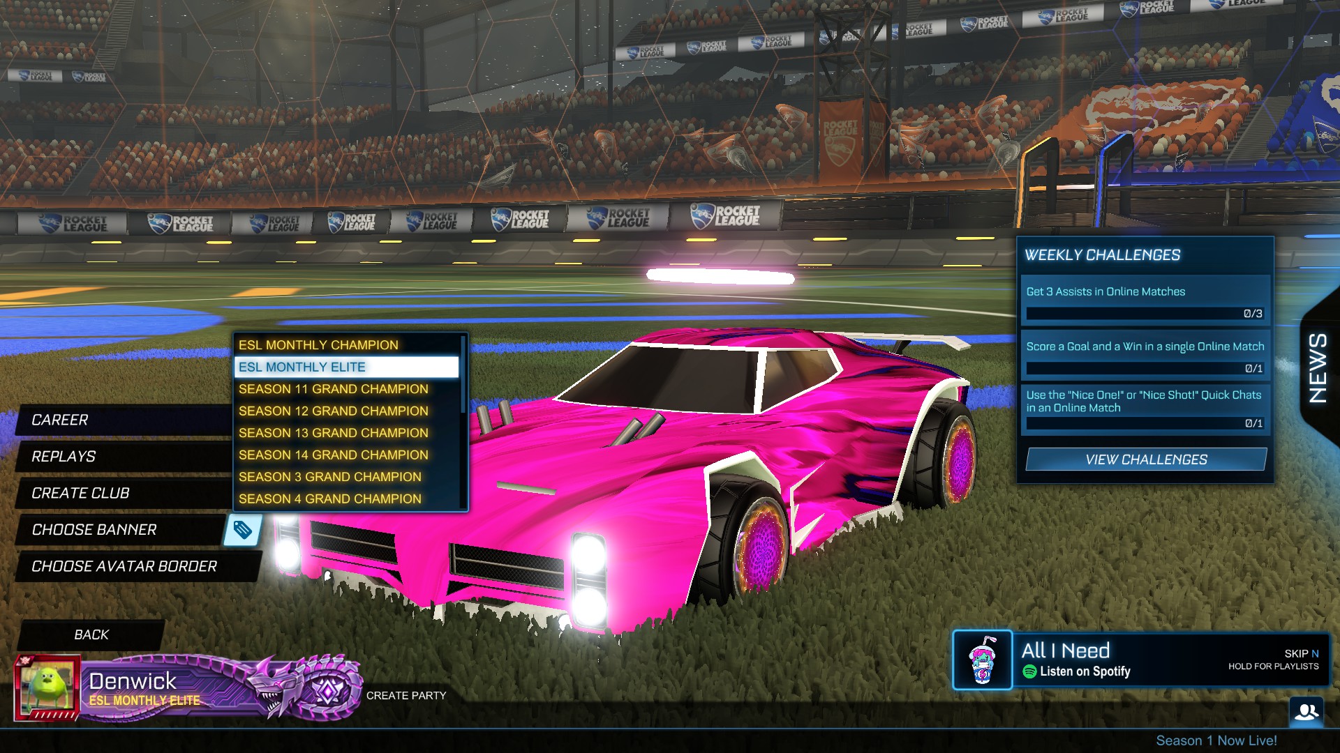 Selling Esl Monthly Elite Monthly Champion Steam Rocket League