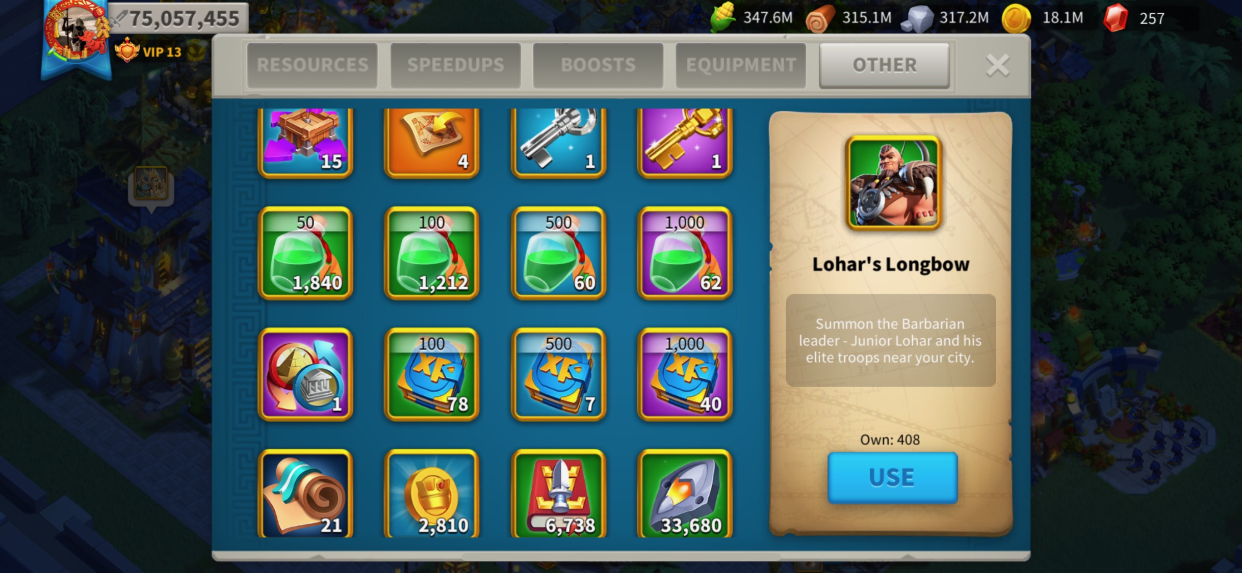 ROK Account 75 Power T5 Troops VIP 13 Many Legendaries EpicNPC