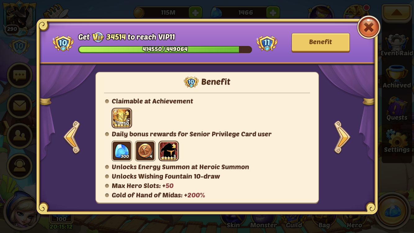 Idle heroes account for sale, lvl 290, vip 10 EpicNPC Marketplace