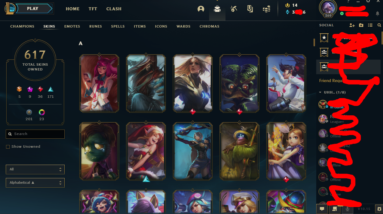 SOLD - 10 Years of League . 617 Skins . Lvl 269 | EpicNPC Marketplace