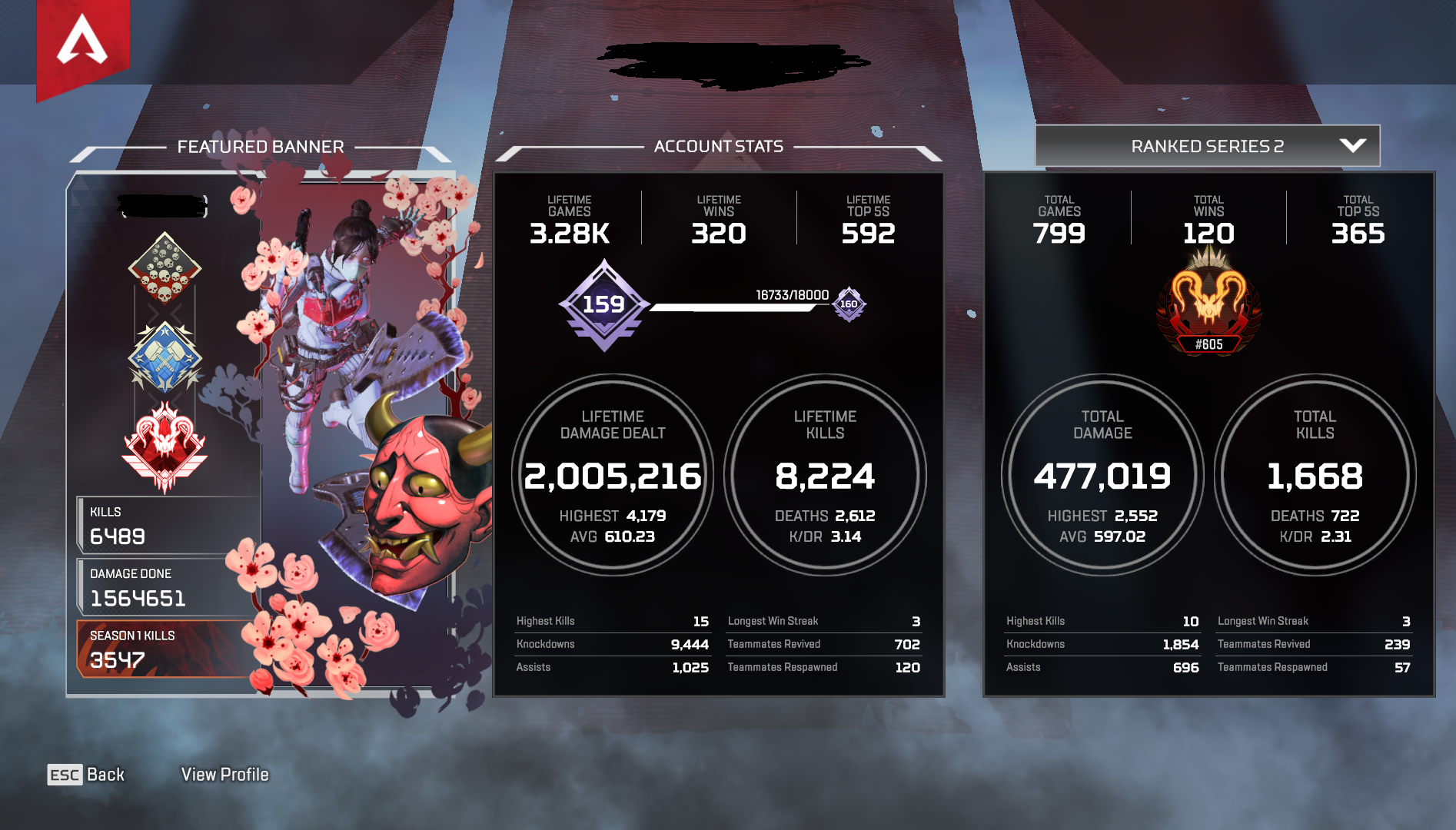 SOLD Stacked Wraith account (heirloom, 4k, 20k) Top 500 season 2