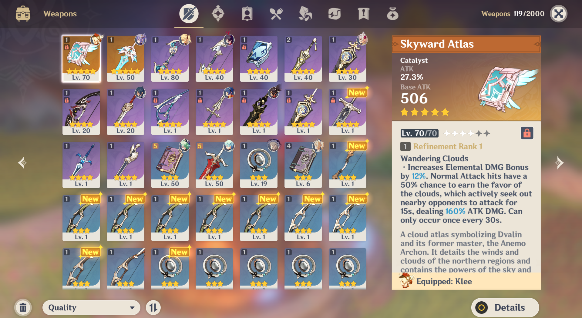 Selling Asia Ar 46 Klee Skyward Atlas Keqing Skyward Blade Lions Roar 65 90 Event Epicnpc Marketplace