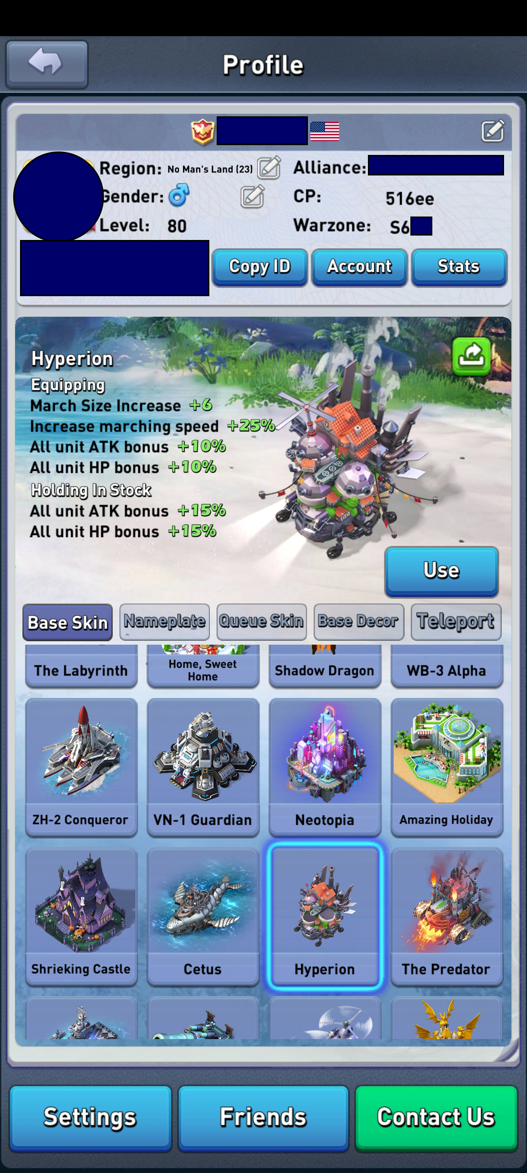 Selling - 🌟 VIP 16 🌟 Level 80 / Grand Marshal - 3 Heroes / 16x 5* SSR /  22 Base Skins | EpicNPC Marketplace