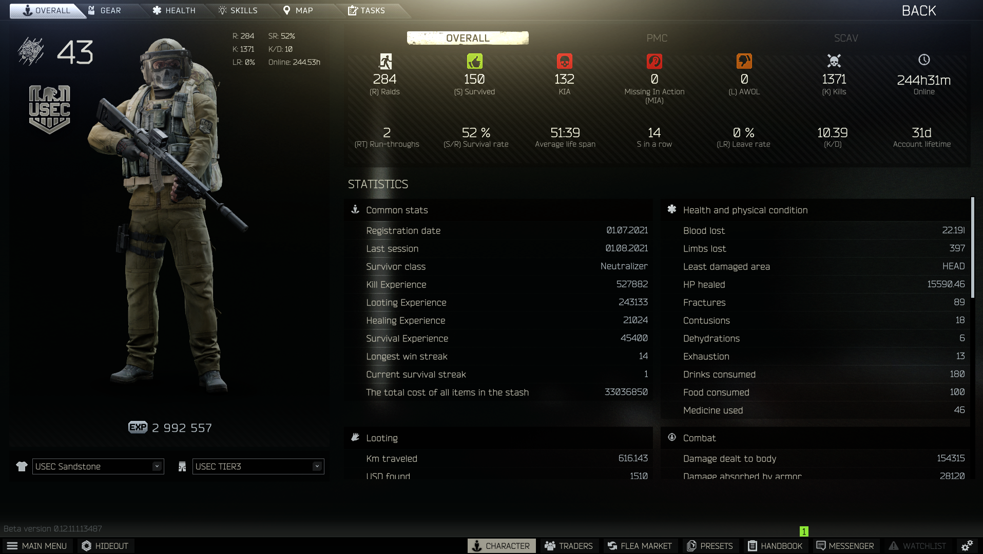 SOLD EFT LvL 44 Max Trades Email access 40+ mil stash Kappa Ready
