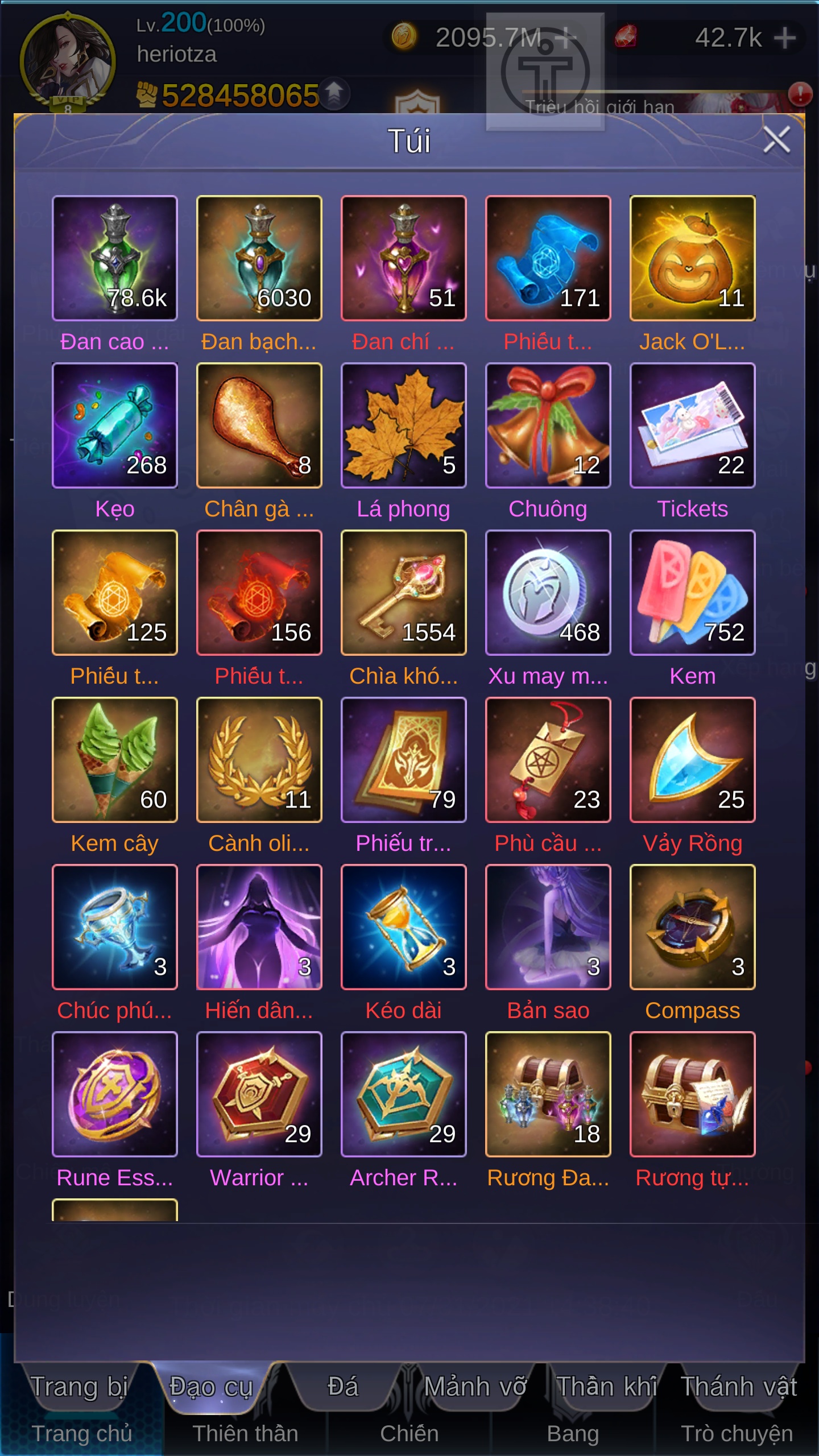 SOLD Idle Angels account with 520m Power, full SSR+ character