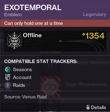 Sold Personal Veteran Acc Rare Stuff God Roll Items Day One Emblems 1400 Epicnpc Marketplace