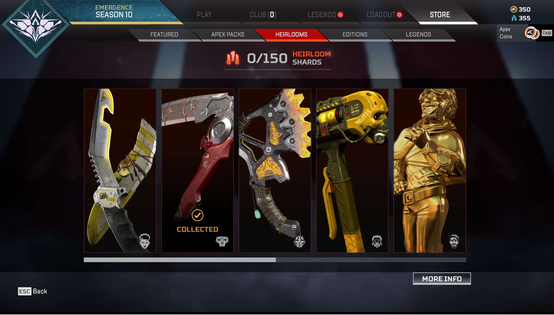 Selling - 4 Heirloom: Rev, Wraith, Octane, Bloodhound | LV 101 Platinum ...