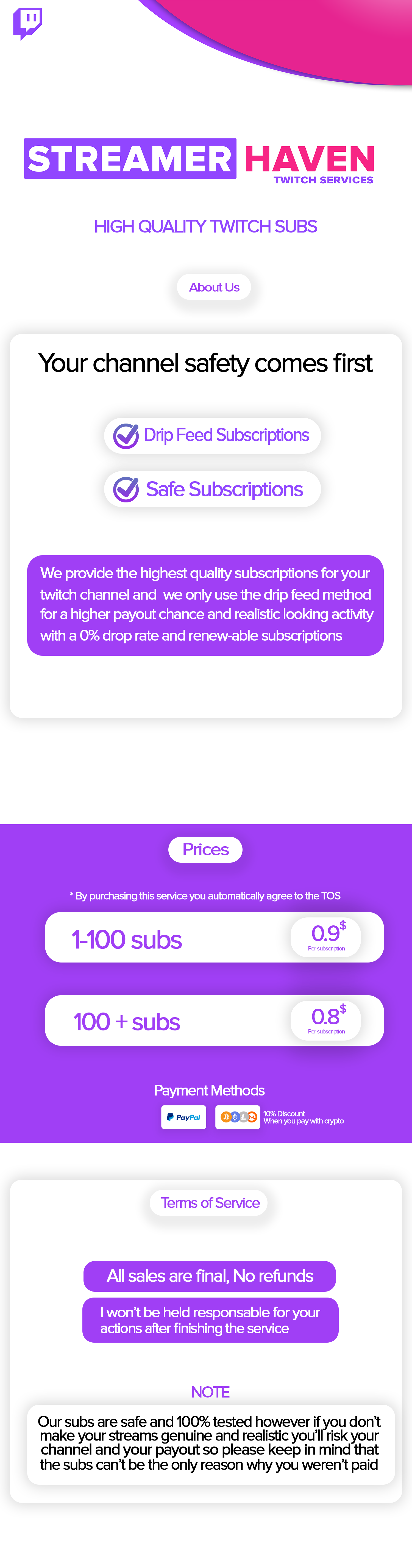 Selling (Streamer Haven) Twitch Prime Subs Services EpicNPC Marketplace