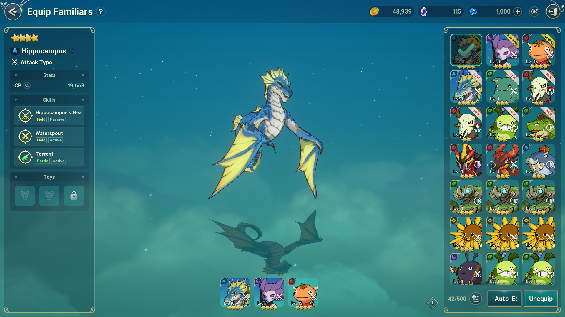 SOLD - Aqua Libra 4*4 familiar (2 hippo,1 arachne,1 mite) and 1 4 star wpn  f2p $200 | EpicNPC Marketplace