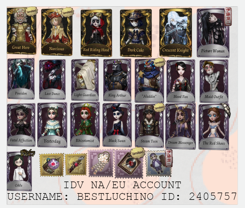 Trading IDV Account w/ Picture Woman, Great Hero, and Narcissus for ...