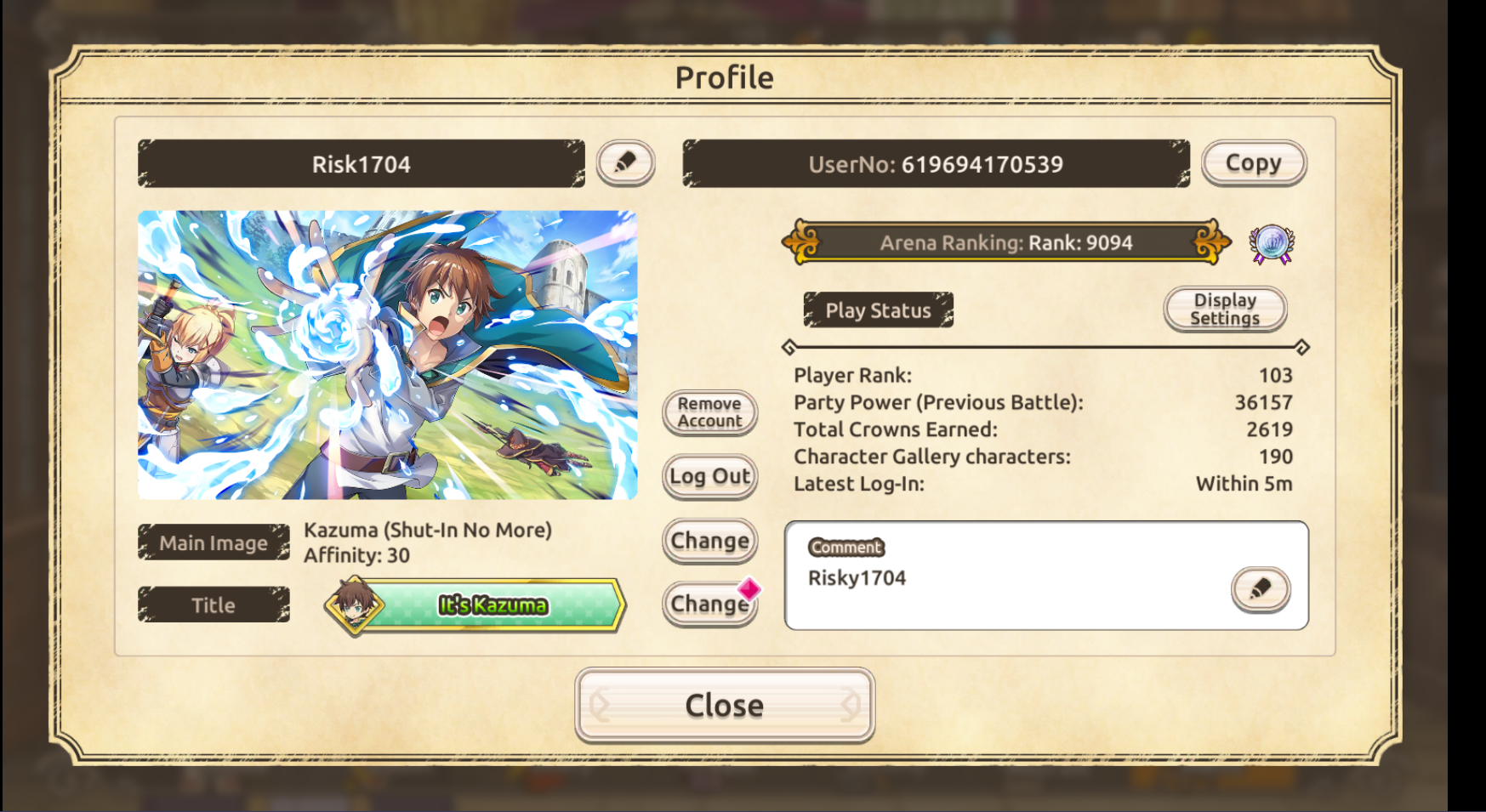 SOLD Konosuba FD Global High End Lvl 103 62 4 All Collab All Meta 