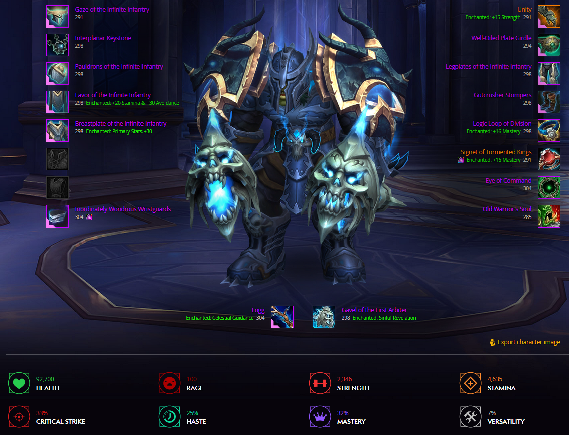 SOLD 298Warrior/Gavel & Sylvanas bis trinket/WoD CM gold/9 mounts in