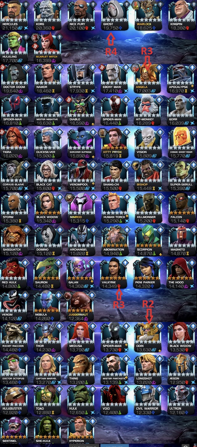 Selling MCOC Paragon 3.5M 14.9 Prestige (+352 relics) 12 6R4 41 6R3