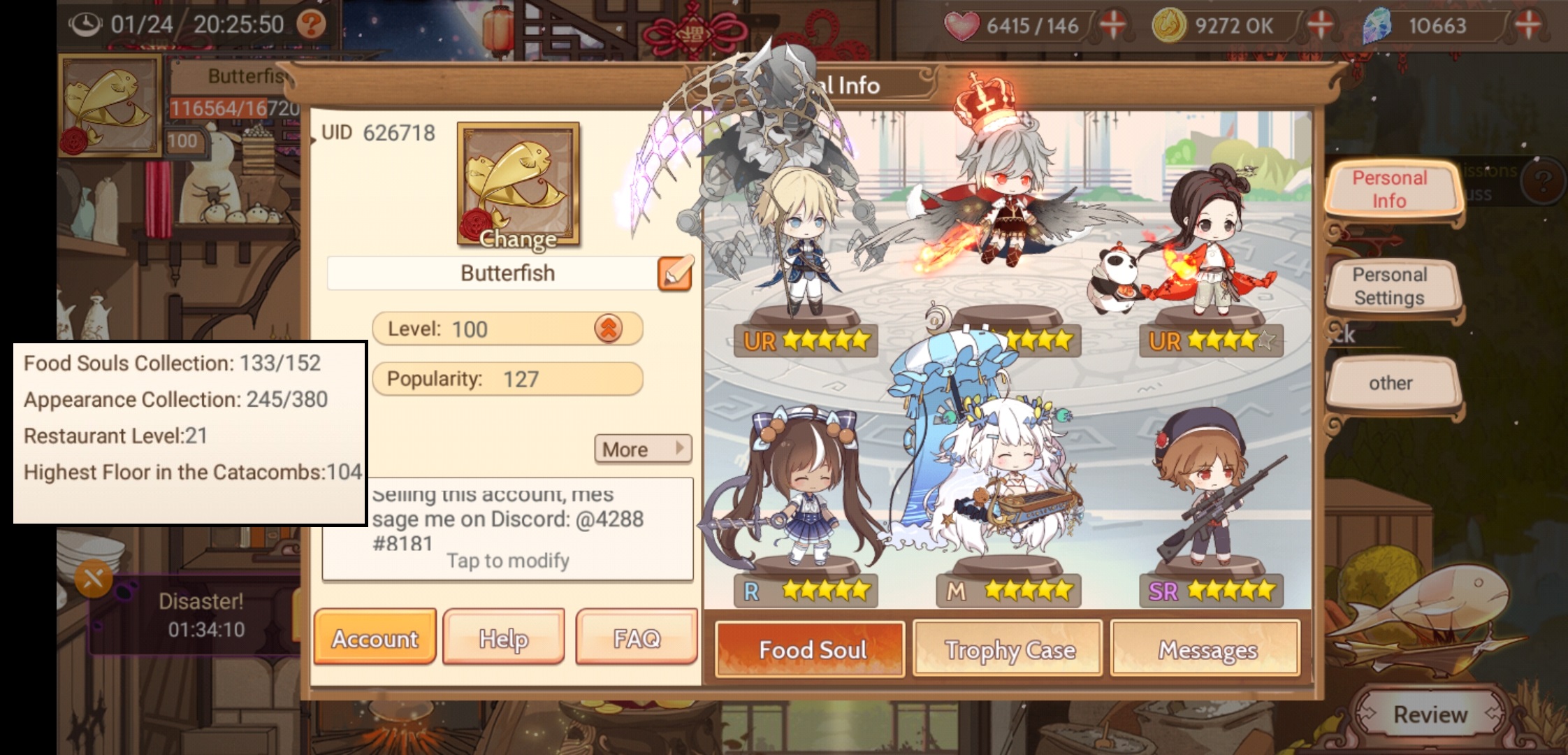 Sold Food Fantasy Level 100 Meta Top 100 Wb Global Version Gloriville Server Epicnpc Marketplace
